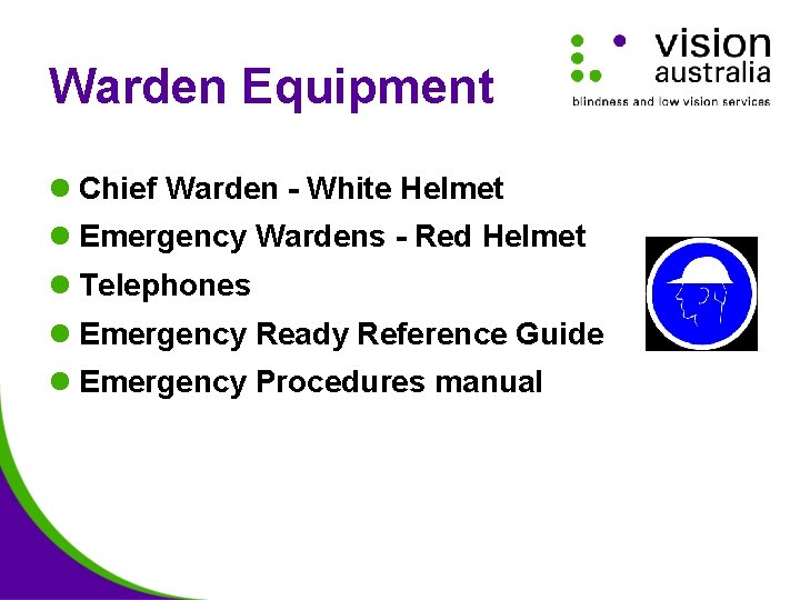 Warden Equipment l Chief Warden - White Helmet l Emergency Wardens - Red Helmet