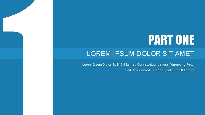 PART ONE LOREM IPSUM DOLOR SIT AMET Lorem Ipsum Dolor Sit Er Elit Lamet,