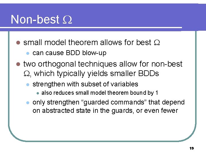 Non-best l small model theorem allows for best l l can cause BDD blow-up