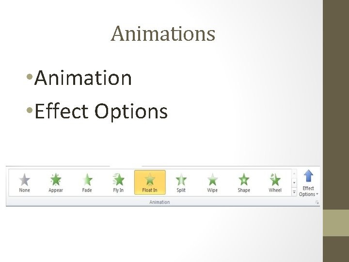 Animations • Animation • Effect Options 