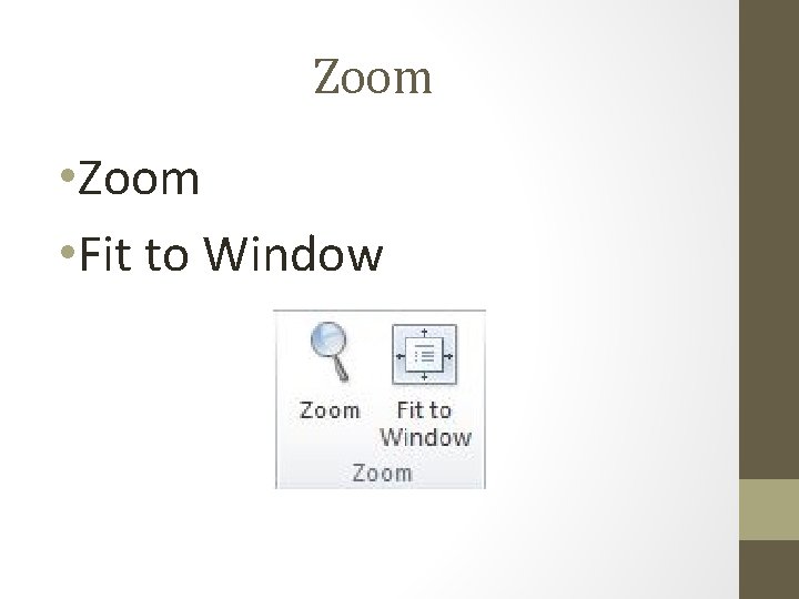 Zoom • Zoom • Fit to Window 