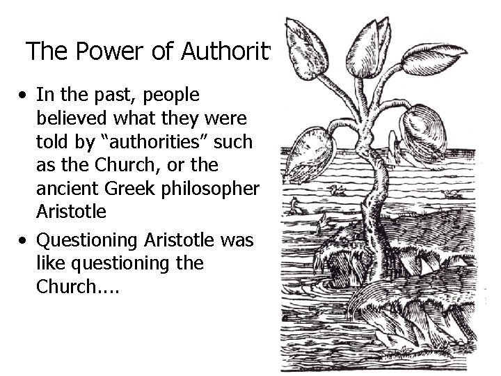 The Power of Authority • In the past, people believed what they were told