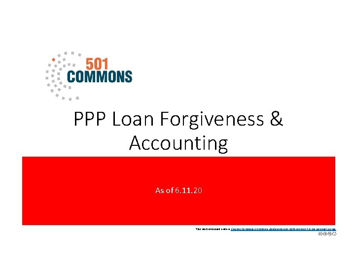 PPP Loan Forgiveness & Accounting As of 6. 11. 20 This work is licensed