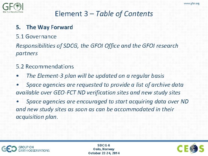 www. gfoi. org Element 3 – Table of Contents 5. The Way Forward 5.