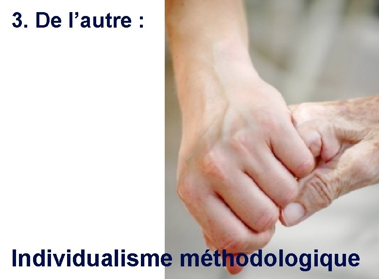 3. De l’autre : Individualisme méthodologique Laurent Ledoux 13 