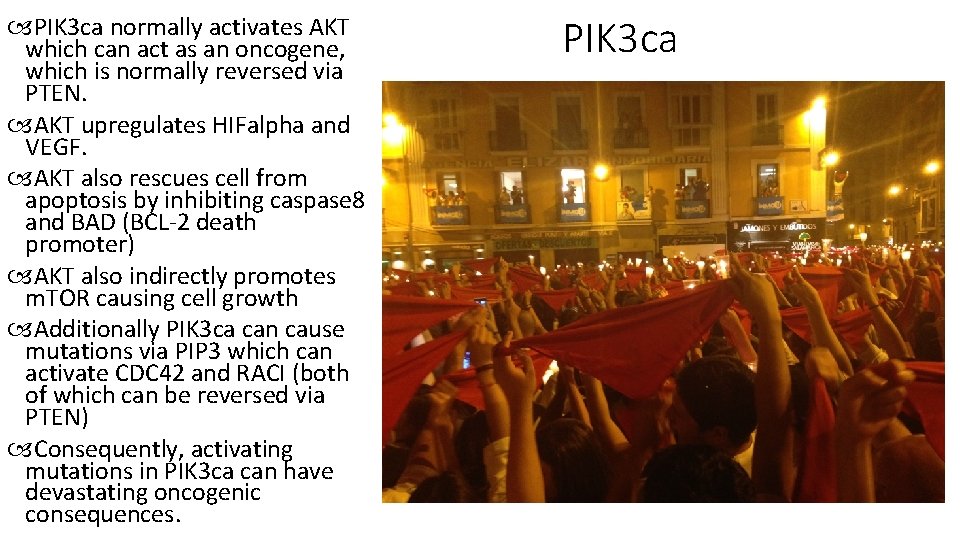  PIK 3 ca normally activates AKT which can act as an oncogene, which