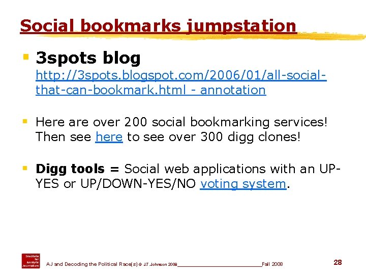 Social bookmarks jumpstation § 3 spots blog http: //3 spots. blogspot. com/2006/01/all-socialthat-can-bookmark. html -