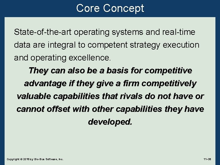 Core Concept State-of-the-art operating systems and real-time data are integral to competent strategy execution
