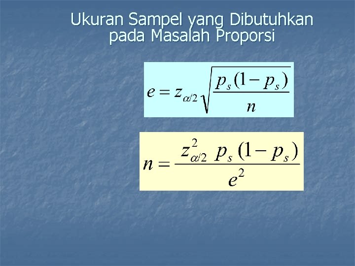 Ukuran Sampel yang Dibutuhkan pada Masalah Proporsi 