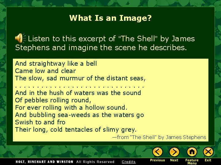 What Is an Image? Listen to this excerpt of “The Shell” by James Stephens