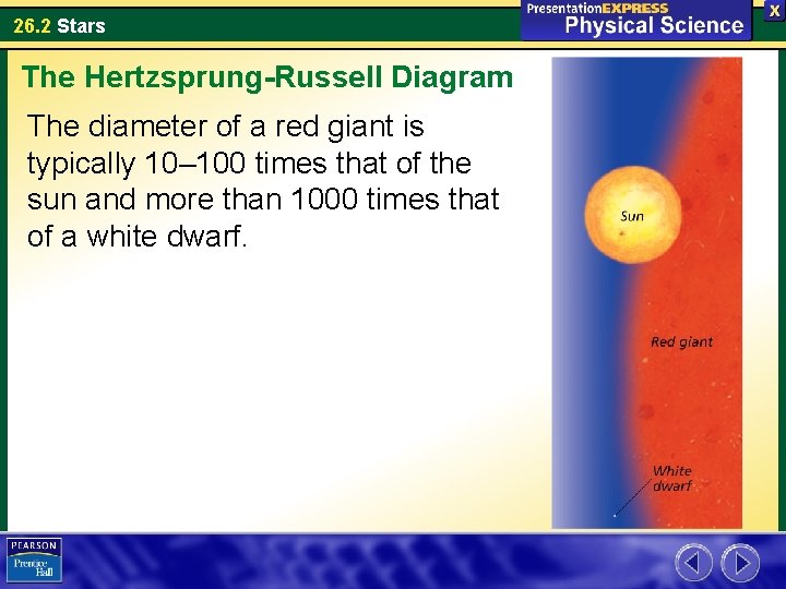 26. 2 Stars The Hertzsprung-Russell Diagram The diameter of a red giant is typically