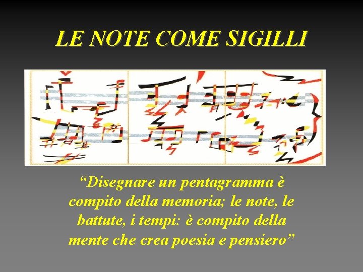 LE NOTE COME SIGILLI “Disegnare un pentagramma è compito della memoria; le note, le