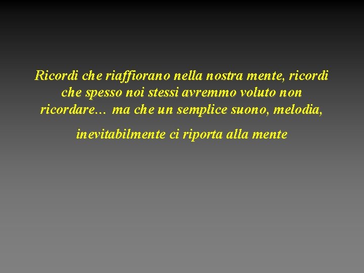 Ricordi che riaffiorano nella nostra mente, ricordi che spesso noi stessi avremmo voluto non