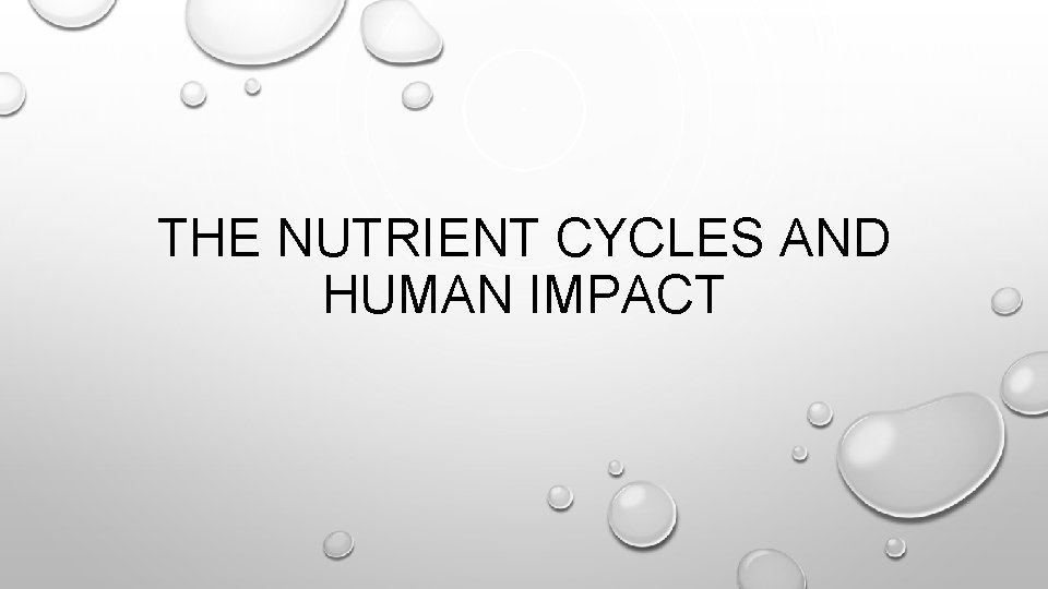 THE NUTRIENT CYCLES AND HUMAN IMPACT 