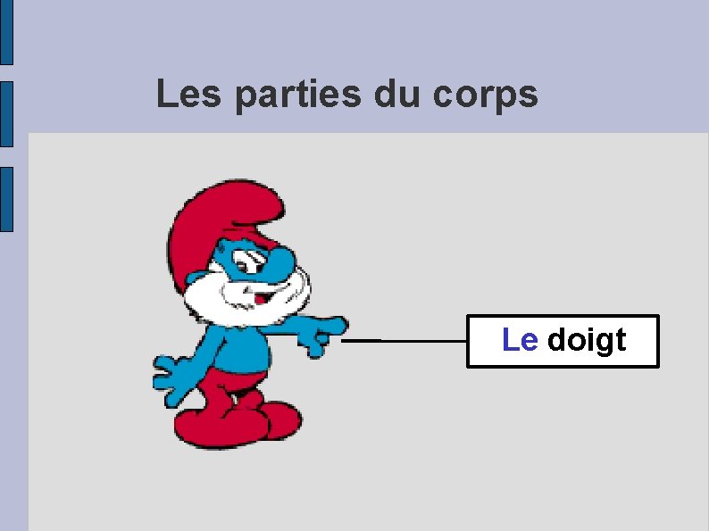 Les parties du corps Le doigt 