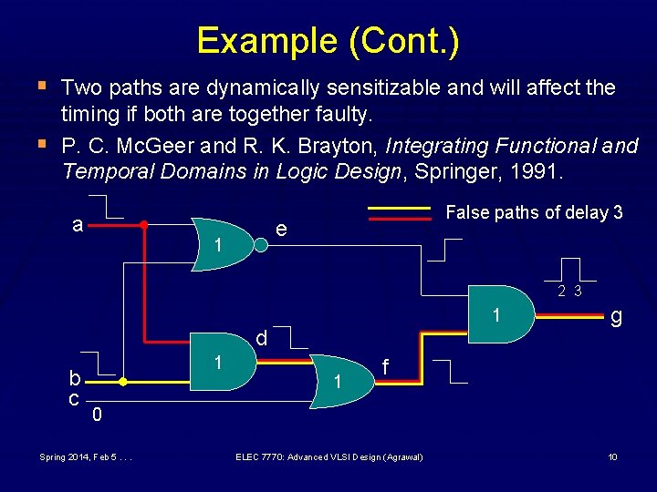 Example (Cont. ) § Two paths are dynamically sensitizable and will affect the §
