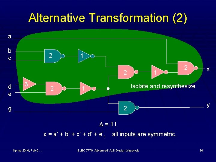 Alternative Transformation (2) a b c 2 1 2 d e 3 2 1