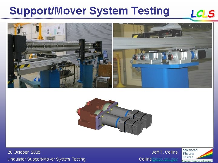 Support/Mover System Testing 20 October 2005 Undulator Support/Mover System Testing Jeff T. Collins@aps. anl.