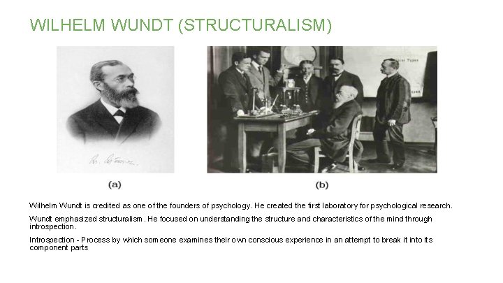 WILHELM WUNDT (STRUCTURALISM) Wilhelm Wundt is credited as one of the founders of psychology. WILHELM WUNDT (STRUCTURALISM) Wilhelm Wundt is credited as one of the founders of psychology.