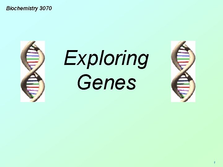 Biochemistry 3070 Exploring Genes 1 