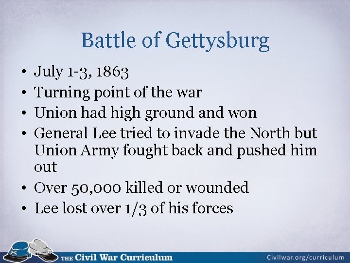 Battle of Gettysburg • • July 1 -3, 1863 Turning point of the war