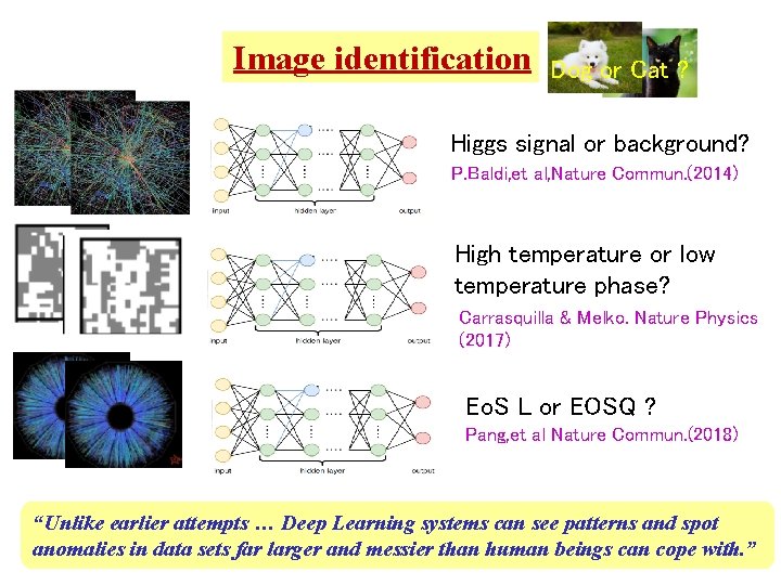 Image identification Dog or Cat ? Higgs signal or background? P. Baldi, et al,