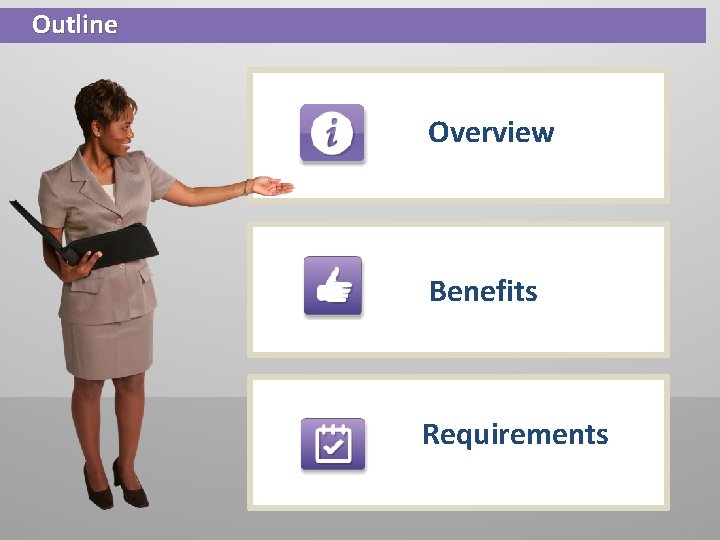 Outline Overview Benefits Requirements 