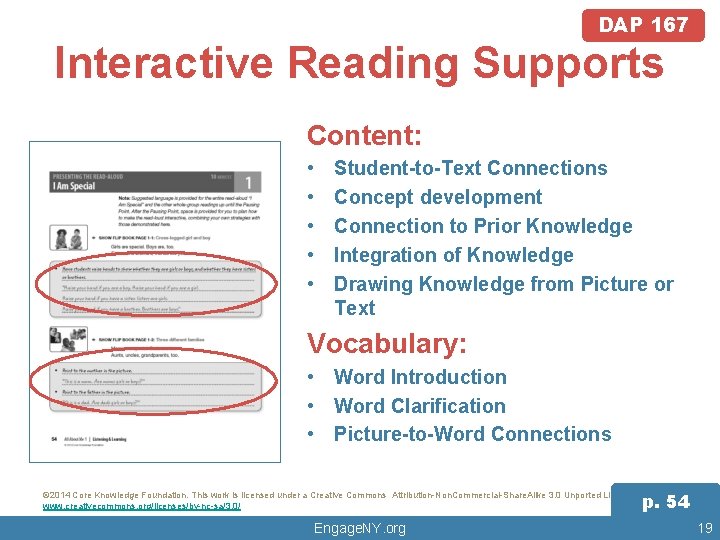 DAP 167 Interactive Reading Supports Content: • • • Student-to-Text Connections Concept development Connection