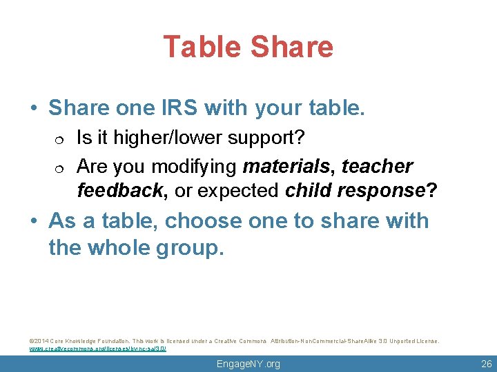 Table Share • Share one IRS with your table. ¦ ¦ Is it higher/lower