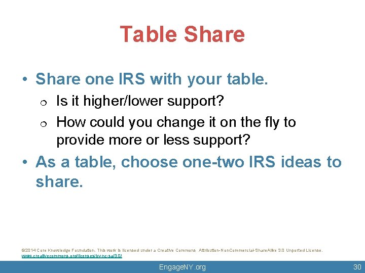 Table Share • Share one IRS with your table. ¦ ¦ Is it higher/lower