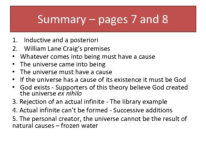 Summary – pages 7 and 8 1. 2. • • • Inductive and a
