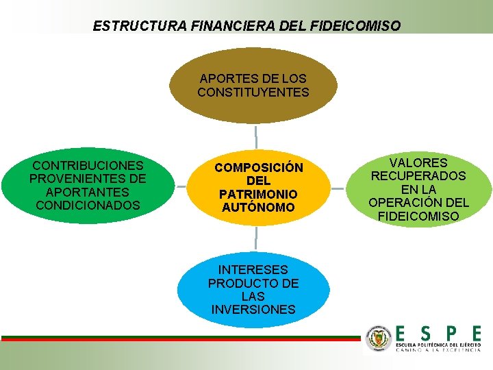 ESTRUCTURA FINANCIERA DEL FIDEICOMISO APORTES DE LOS CONSTITUYENTES CONTRIBUCIONES PROVENIENTES DE APORTANTES CONDICIONADOS COMPOSICIÓN