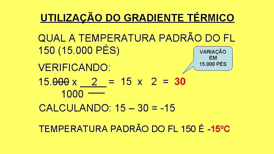 UTILIZAÇÃO DO GRADIENTE TÉRMICO QUAL A TEMPERATURA PADRÃO DO FL VARIAÇÃO 150 (15. 000