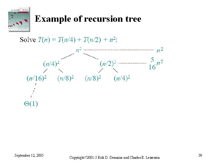 Example of recursion tree September 12, 2005 Copyright ? 2001 -5 Erik D. Demaine