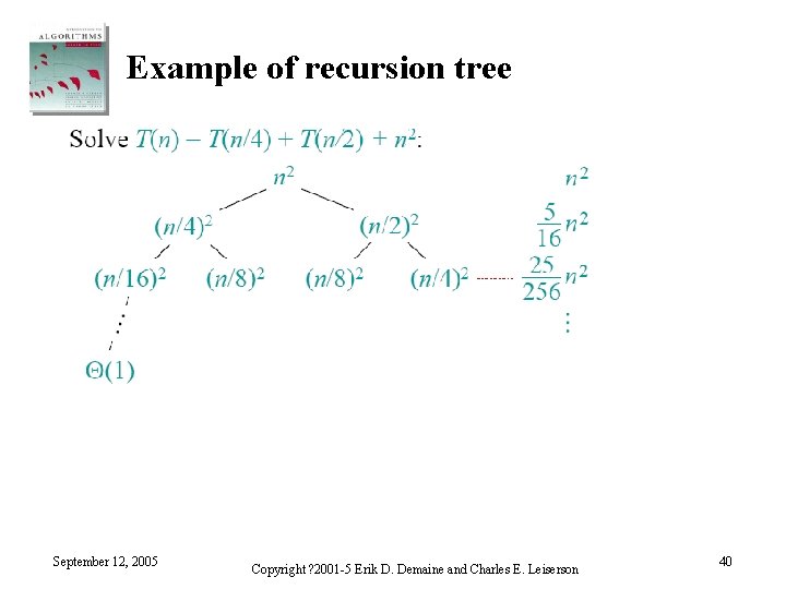 Example of recursion tree September 12, 2005 Copyright ? 2001 -5 Erik D. Demaine