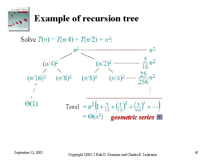 Example of recursion tree geometric series September 12, 2005 Copyright ? 2001 -5 Erik