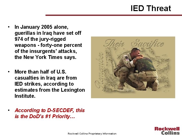 IED Threat • In January 2005 alone, guerillas in Iraq have set off 974