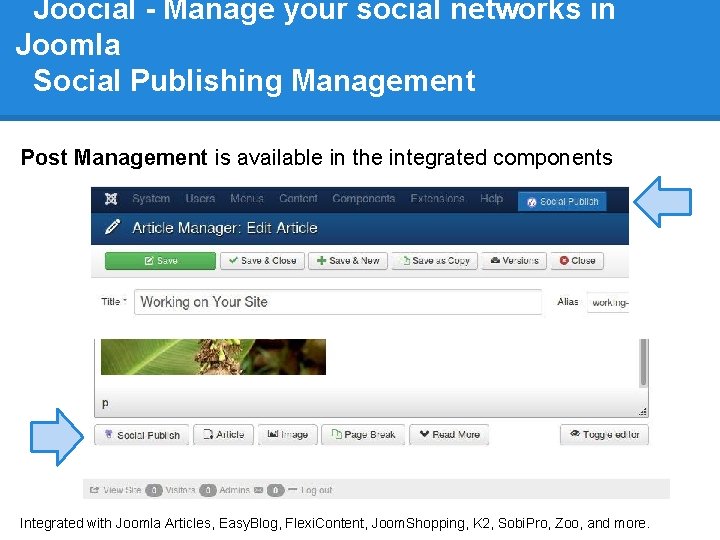 Joocial - Manage your social networks in Joomla Social Publishing Management Post Management is