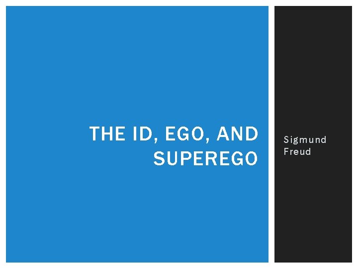 THE ID, EGO, AND SUPEREGO Sigmund Freud 