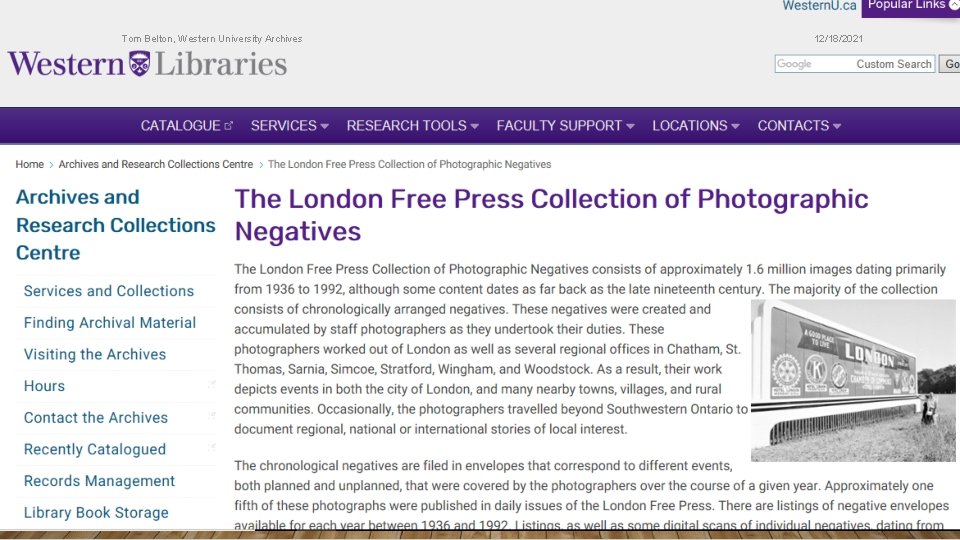 Tom Belton, Western University Archives 12/18/2021 