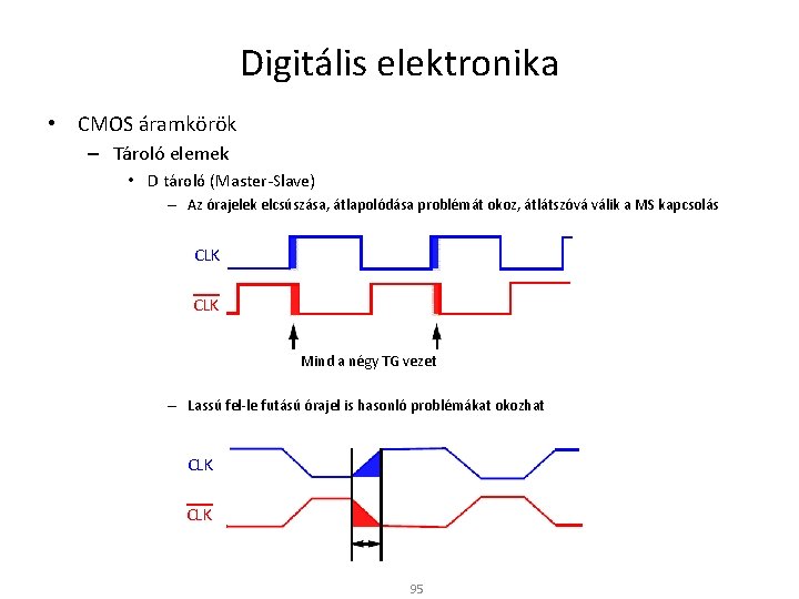 Digitális elektronika • CMOS áramkörök – Tároló elemek • D tároló (Master-Slave) – Az