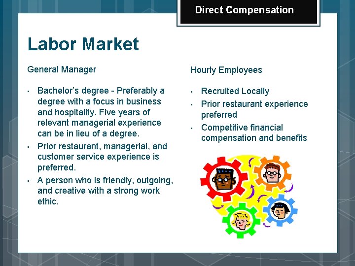 Direct Compensation Labor Market General Manager • • • Bachelor’s degree - Preferably a