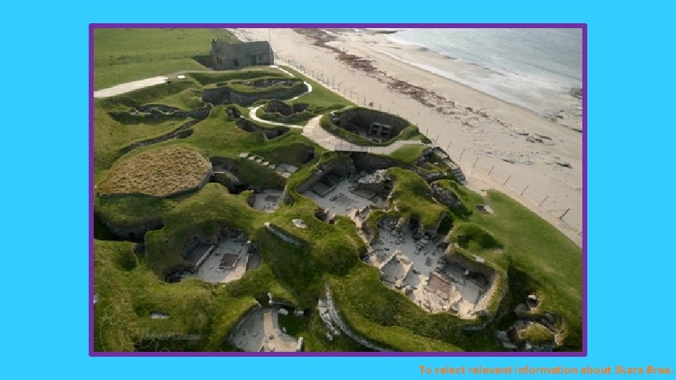 To select relevant information about Skara Brae. 