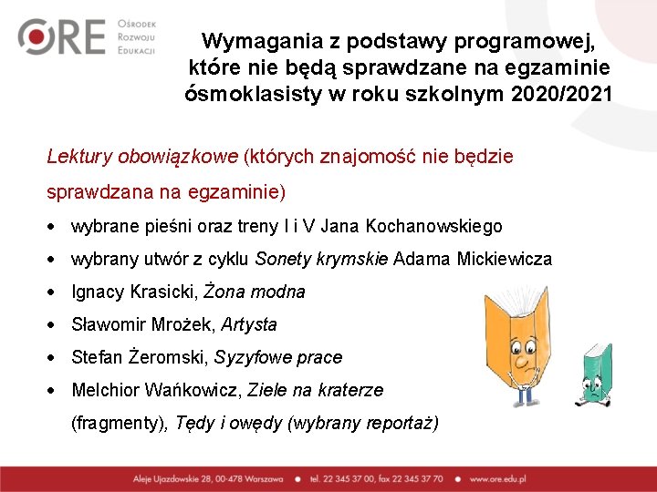 Wymagania z podstawy programowej, które nie będą sprawdzane na egzaminie ósmoklasisty w roku szkolnym