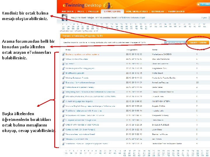 Kendiniz bir ortak bulma mesajı oluşturabilirsiniz. Arama forumundan belli bir konudan yada ülkeden ortak