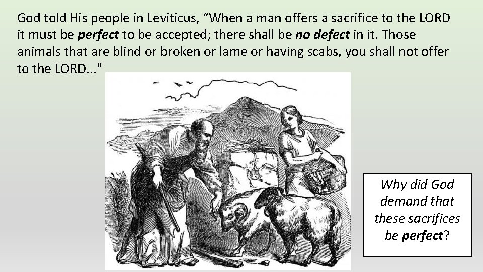 God told His people in Leviticus, “When a man offers a sacrifice to the