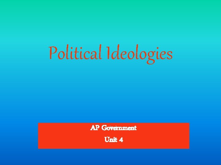 Political Ideologies AP Government Unit 4 