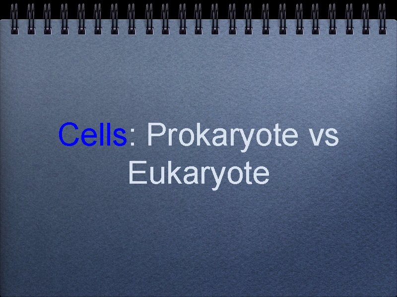 Cells: Prokaryote vs Eukaryote 