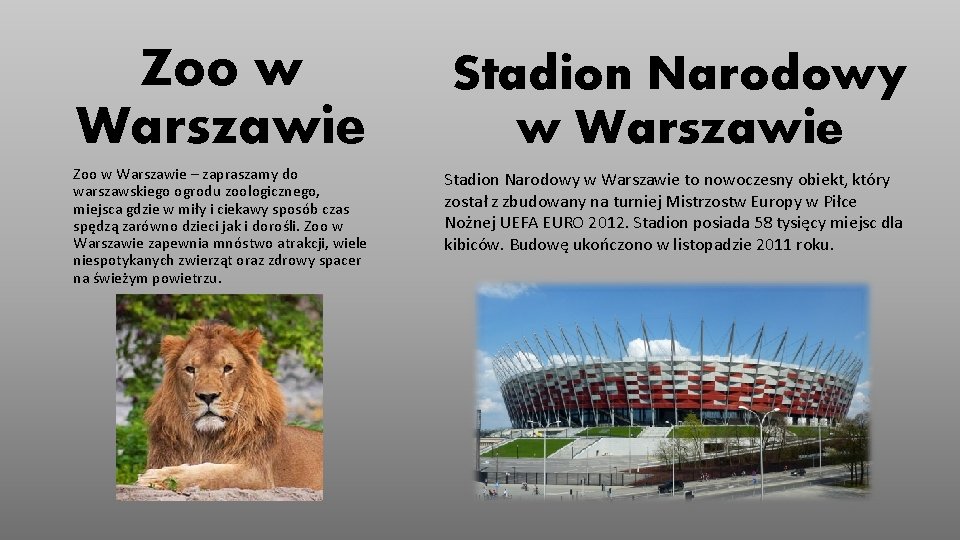 Zoo w Warszawie Stadion Narodowy w Warszawie Zoo w Warszawie – zapraszamy do warszawskiego