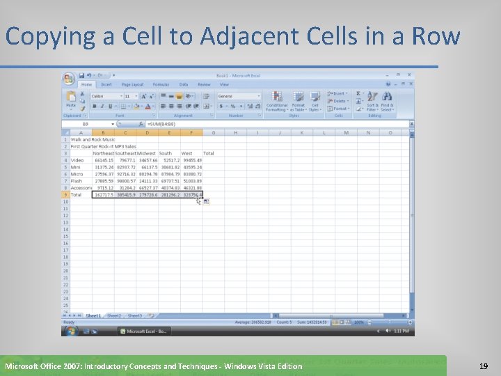 Copying a Cell to Adjacent Cells in a Row Microsoft Office 2007: Introductory Concepts